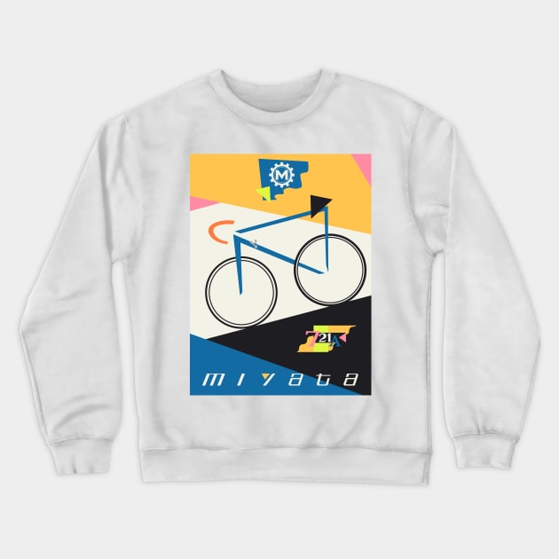 Miyata 721A Vintage Bike Bauhaus Poster - blue paint job Crewneck Sweatshirt by Theokotos